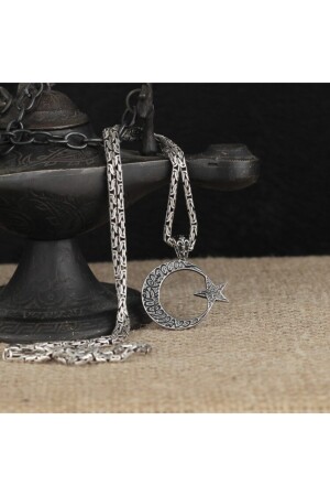 MNZ-925 كلمة الفضة الفضائية من طهود القمر النجم الملك سلسلة عنق الرجال TK-MS-00028 - Takılingo