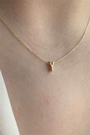 MNZ-925 الفضة النقدية ثلاثية الأبعاد حرف Y قلادة طول 42 سم AZR125RE - Ziu