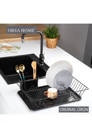 MNZ-955 مادة سوداء واحدة طبقة رف الأطباق مع ملعقة ورف الصحن - ORSA HOME