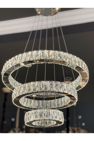 MNZ-A+ مصباح معلق حديث ثلاثي الكريستال الحجر القوة أدت الشنابل مع 3 مستويات والتحكم عن بعد كروم burenze202 - burenze