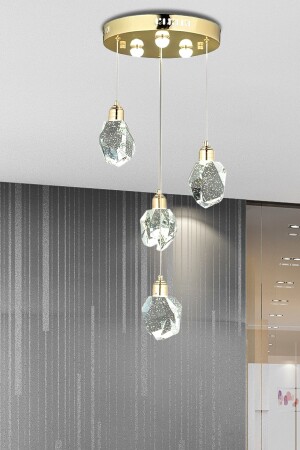 MNZ-A+ فخمة عصرية مصباح معلق الزجاج المضجج أربع مرات القوة الذهبية الصفراء ضوء النهار أدى الشنابل الراقية - burenze