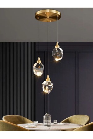 MNZ-A+ فخمة عصرية مصباح معلق زجاجي مزجججة ثلاثي الأقدام الشنادل الذهبية الصفراء burenze2022-13 - burenze