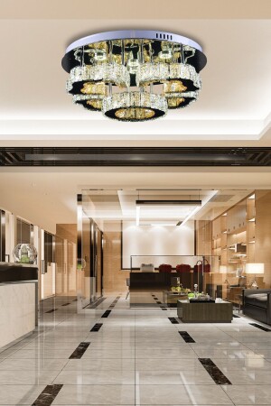 MNZ-A+ قاعدة الأرضية الحديثة كريستال الحجر الطاقة LED شمعة خطوة 3 ألوان كروم 50' نموذج burenze24 - burenze