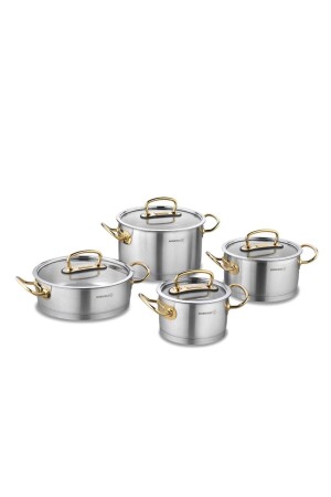 MNZ-A1148 برولين 8 قطعة طباخ ذهبية مجموعة - KORKMAZ