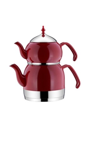 MNZ-A226-01 Rena Red Steel Teapot Set 9081101A226-01 - KORKMAZ