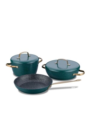 MNZ-A2607 فترة الخمسة قطع طباخات مجموعة خضراء - Korkmaz