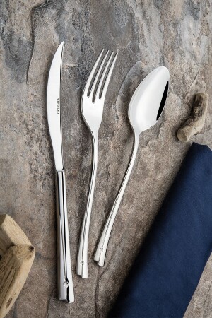 MNZ-Accura 84 قطعة فخمة مقبضة معقوقة ملعقة سكين مجموعة 12 شخص 600. 02. 01. 0202 - Emsan