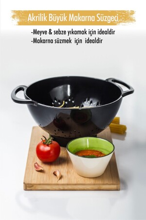 MNZ-Acrylic Black Pasta Strainer & Vegetable Fruit Strainer - EWS