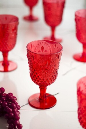 MNZ-Acrylic Red 6-piece Cuplet & Water Soft Drink كوب القهوة زجاج 450 مل (لا زجاج) 309197 - EWs