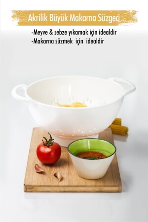 MNZ-Acrylic White Pasta Strainer & Vegetable Fruit Strainer (مصطلحات الطحالب البيضاء) - EWS