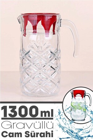 جنجرة زجاجية من كريستال MNZ-Ada مع غطاء و رسم 1300 مل إضافي زجاجية دائمة معالجة الأطباق المعدنية المشروبات اللذيذة - Tilbe Home