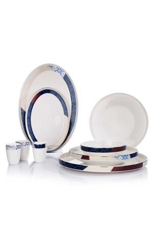 (MNZ-Adel Motif Dinner Set) 56 قطعة (بلاطين) 1S0020-01001-PLT02 - Schafer