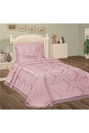 MNZ-Aden Chenille سرير سرير سادي واحد 150x240 سم مسحوق - Prestij Home Tekstil