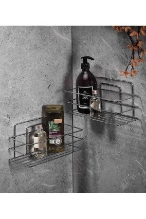 منظمة الحمام من نوع MNZ-Adhesive Shampoo Holder غرف الاستحمام 2 قطع كروم Tş-01 - Sas Haus