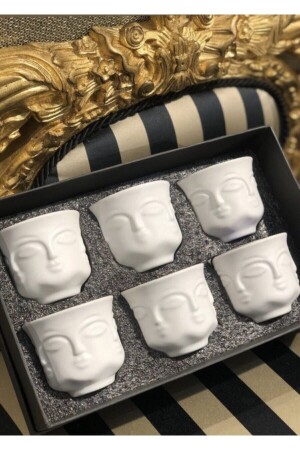 MNZ-Adler كوب قهوة من البورتسلاين الأبيض مجموعة 6 أشخاص - LAMEDORE