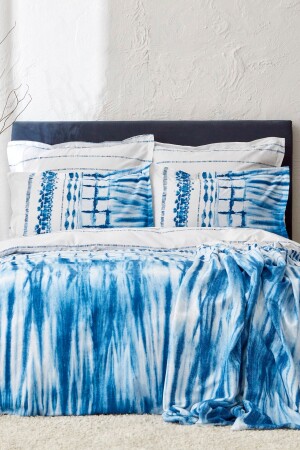 MNZ-Adra 100% القطن المزدوج الوسيقية الهدية غطاء القماش المزرق 200 - Karaca Home