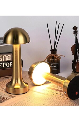 MNZ-Agl-009g ديكوراتي المعدات الذهبية الفطر مصباح طاولة لاسلكي LED 5v 3ألوان - Aron Girişim