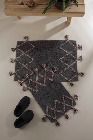 MNZ-Agnes 100٪ قطن حمام المياه مجموعة من 2 رمادية 40x60 60x90 - İrya