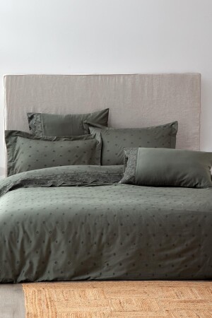 MNZ-Ahter King Size Duvet Cover Set 100% عودية القطن الساتين الخضراء المزروع 240x220 سم NVRAHT240x220 - Ecocotton