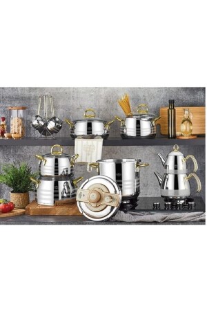 MNZ-Akasya ذهب 18 قطعة فولاذ وعاء الدجاج مجموعة ACRAKSYTNCST - ACAR