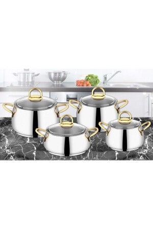 MNZ-Akasya 8 قطعة أدوات الطبخ مع المقبض الذهبية (2000 ج) g-2000 - Kahramanlar