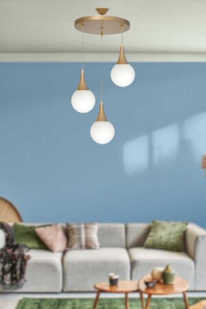 MNZ-Akile 3-piece Antique Painted Pendant Lamp Chandelier (Glass White) AKLE-ESK-AVZ-01 - BSA LIGHTING