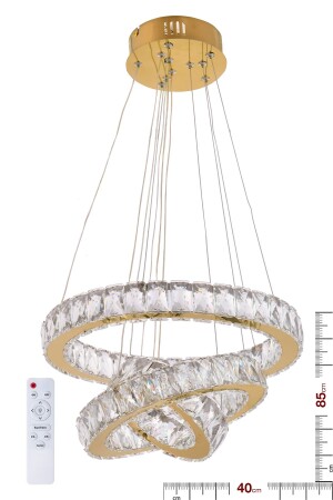 MNZ-ALA AYDINLATMA لوحة كريستال الذهب الحجر الذهبية لاستدادي اليد الشنارة مع التحكم عن بعد AL-6167-3 الذهب - Ala Lighting