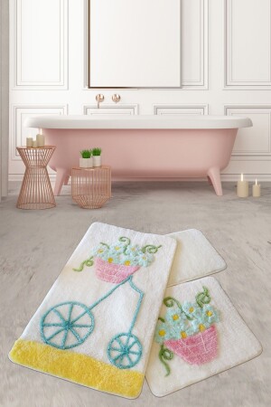 MNZ-Alaçatı مجموعة صفراء من 3 حمامات غطاء غسيل، لا تنزلق قاعدة 8694545026865 - Chilai Home