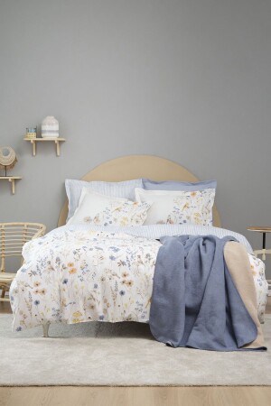 MNZ-Aleta Blue Double 100% Cotton Duvet Cover Blanket Set 200 21.01.0201 - Karaca Home