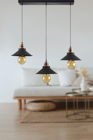 MNZ-Alfa Modern Row Pendant Lamp Black Cafe - المطبخ 3 قطع الشنادل LA500000028 - Fer Avize
