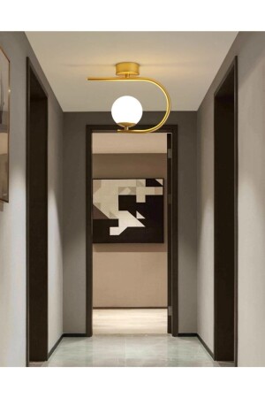 طراز MNZ-Alin مودرن المعدن الواحد Plafonier ذهبية شمعة سوداء - Lambadar