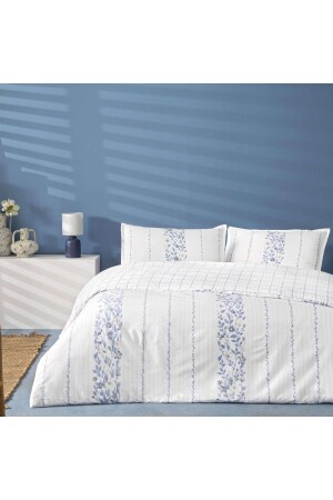 MNZ-Allday Pearl Cotton Satin King Duvet Cover Set أزرق - Linens