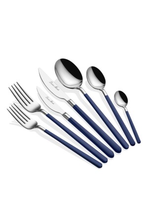 MNZ-Allegra Navy Blue Fork Spoon Knife Set 42 قطعة لـ 6 أشخاص - Dame Marie