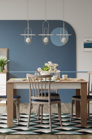 (MNZ-Alvin Sabit) غرفة المعيشة لـ6 أشخاص و طاولة الطعام في المطبخ - (Atlantic Pine) - Sandalie