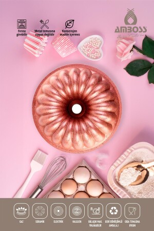 MNZ-Alya طائرات التخلص من كعك العفن المقاوم للنيران غير القابضة - الوردي 26 سم - Amboss