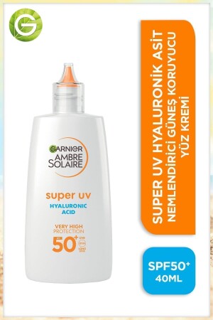 MNZ-Ambre Solaire حمض هيلورونيك مكافحة الجفاف كريم الشمسية يومي للوجه Spf50 40ml - Garnier