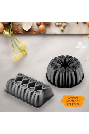 MNZ-Amethyst 2-piece معدنية معدنية، مقاومة للنيران غير القابضة معدنية كعك العفن AME-1456 - Amboss