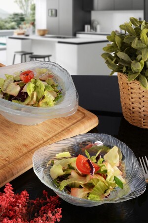 MNZ-Angdesign إيليسا زجاجي سلطة القهوة قطعة من 4 متوسط الحجم شفاف 4600 - ANGDESİGN