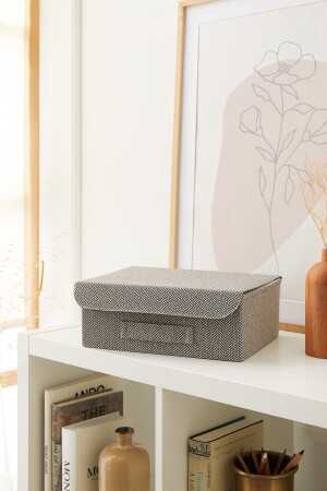 MNZ-Anthracite ذات النسيج مغطى الوزارة الدرج داخل مجوهرات الغسيل قابلة للتثبيت صندوق التخزين منظمة 30x23x11 OCH - Ocean Home Textile