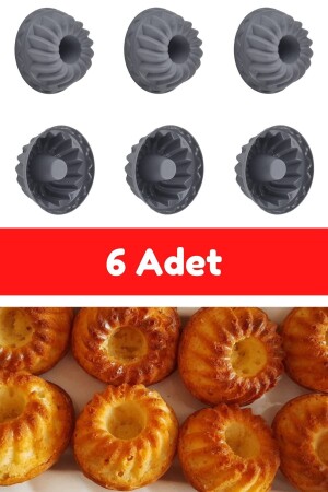 MNZ-Anthracite 6-piece سليكون كعكة صغيرية قالب - Muffin Mold 6 قطعة كعكة كعكة قالب - Kitchen Design Lab