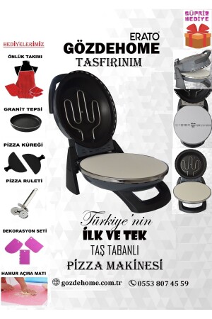 MNZ-Anthracite - Erato Taşfırınım آلة البيتزا، آلة Lahmacun فرن حجر طبيعي - توقيت - 400 °C Taş900 - gözdehome