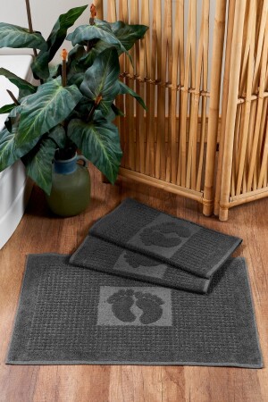 مجموعة من الـ MNZ-Anthracite Foot Towel-Mop 3 Pieces 780gr. TBA0304 - TABEA HOME