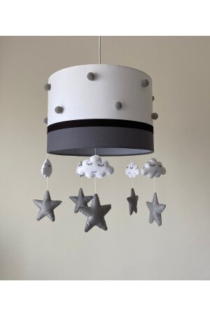 MNZ-Anthracite Gray Pompom غرفة الأطفال صانع - atölye ay ışığı