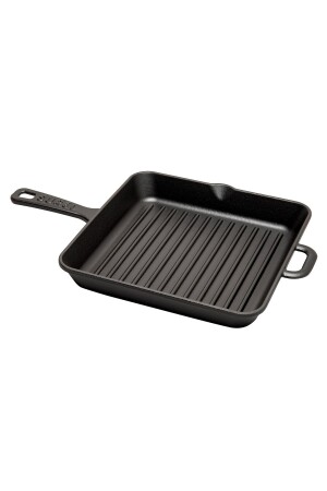 MNZ-Antibacterial Black Cast Iron Grill Pan 24 سم 6688 - Sürel