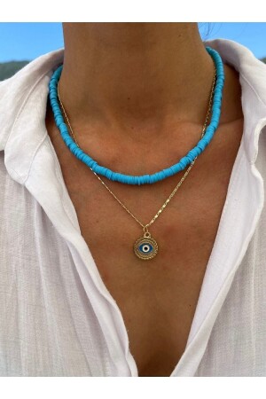 MNZ-Antique Eye Chain Fimo قلادة مزدوجة - Magicstone