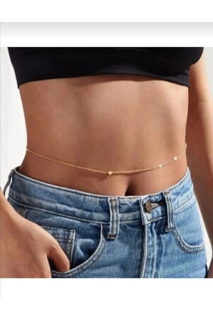 MNZ-Anti-tarnish Gold Color سلسلة الخصر والقلادة الخصر مع صورة قلب صغيرة - Chehra Design