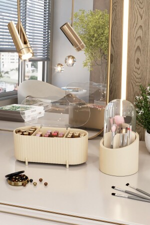 مكنسة مكياج من نوع MNZ-Aqua مكياج ومتابعة الفرشاة مجموعة منظمة من 2 كريم - Dovi Home