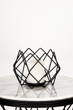 MNZ-Aqua Candle Holder Model No:04 أسود - Begüsa
