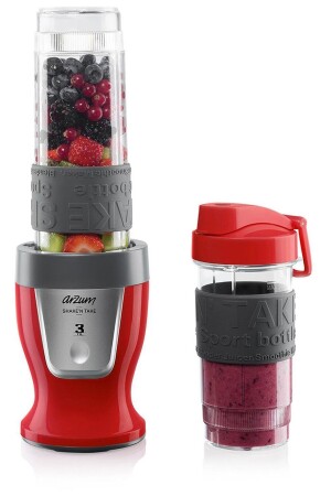 MNZ-AR1032 Shake' n Take شخصية خلاط السموثي الحمراء (300 W-2 زجاجات) - Arzum