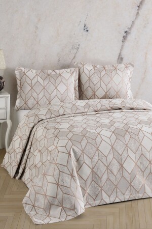 MNZ-AREL Chenille مجموعة غطاء السرير المزدوج (Beige) - Birhome